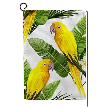 Imagem de ColourLife Bandeira de jardim linda bandeira de verão papagaio de palmeira Plumeria férias sazonais quintal bandeira de casa bandeira de casa 71 x 101 cm decorativa dupla face