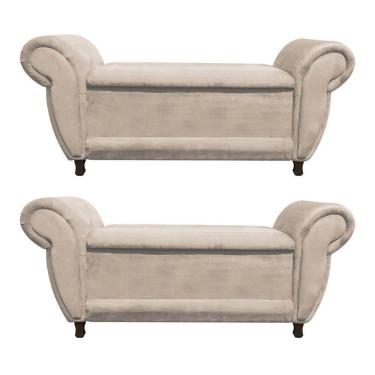 Imagem de Kit 02 Recamier Com Baú Itália Suede Bege