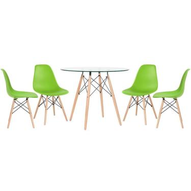 Imagem de KIT - Mesa Eames com tampo de vidro 90 cm + 4 cadeiras Eiffel DSW