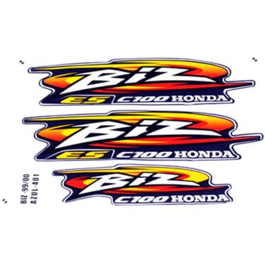 Imagem de Kit Jogo Adesivo Honda Biz 100 1999 E 2000 Azul