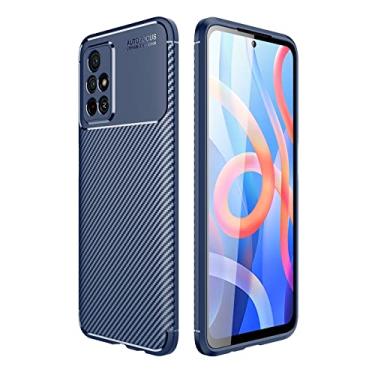 Imagem de Capa Capinha Fibra De Carbono Para Xiaomi Redmi Note 11 4g Tela 6.5 Case Anti Impacto (Azul)