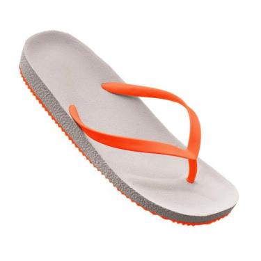 Imagem de Chinelo Anatômico Ortopédico Feminina Ultra Conforto Laranja Off White