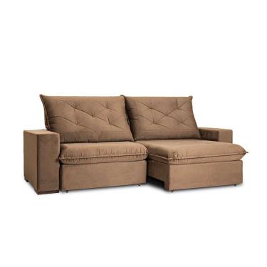 Imagem de sofá 3 lugares retrátil e reclinável living premier veludo tabaco 230 cm