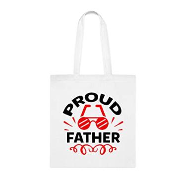 Imagem de Sacola Proud Pai, para pais, Presente para pai, Bolsa de ombro pai, Bolsas reutilizáveis para pais, Presente para pai de Filha favorita, Filho e Crianças, Branco