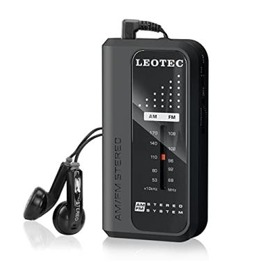 Imagem de LEOTEC Rádios pequenos de bolso, rádio AM FM operado por bateria, função DBS ótima recepção para uso interno, externo e emergência, rádio transistor portátil com fone de ouvido