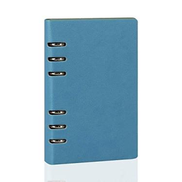 Imagem de Caderno A5 Clássico Recarregável Bolso Solto Couro 6 Buracos Caderno Diário Capa Dura Diário Caderno de Negócios, Azul, 4 Pçs