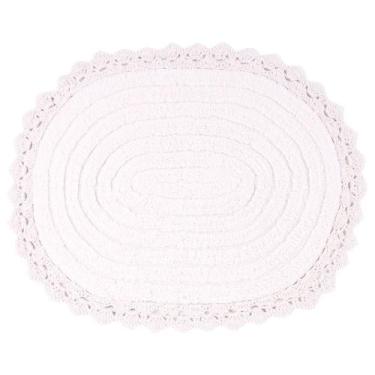 Imagem de Tapete De Banheiro Algodão Oval Crochê Vizapi Ellora 50X70cm Branco