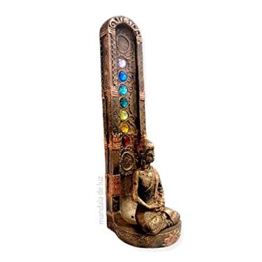 Imagem de Incensário Estátua de Buda e 7 Chakras em Strass Vertical Resina