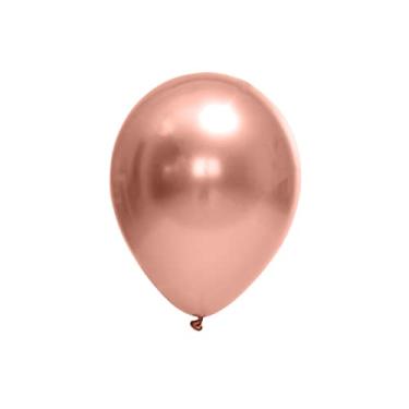 Imagem de Balão Bexiga Metalizado Chrome Rose Gold Redondo Festball 9 Polegadas 25 Unidades