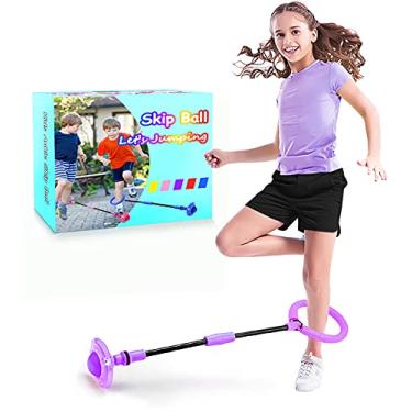 Imagem de BEBJUIL Bola de pular para crianças, bola dobrável no tornozelo Skip It bola piscando anel de salto colorido esportes bola de balanço fitness queima gordura corda de pular exercício brinquedo de pular