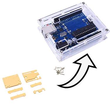 Imagem de HiLetgo 5 peças UNO R3 ATmega328P ATMEGA16U2 Kits de caixa de invólucro de acrílico transparente UNO Case Caixa de invólucro para Arduino UNO R3 com parafusos e instruções de instalação Pacote com 5