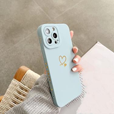 Imagem de Capa de telefone Soft Love Heart para iPhone 11 12 13 14 Pro Max XS Max XR 7 8 Plus SE 2020 Capa traseira de silicone à prova de choque, azul céu, para iPhone 7plus