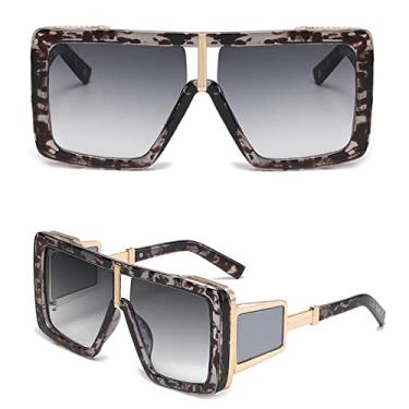 Imagem de Óculos de sol quadrados grandes e grandes na moda femininos legal designer gradiente óculos de sol com armação clara óculos de sol masculinos vintage top, cinza leopardo c3, tamanho único