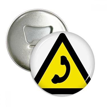 Imagem de Símbolo de aviso amarelo preto chamando triângulo proibido abridor de garrafas ímã de geladeira emblema multifuncional