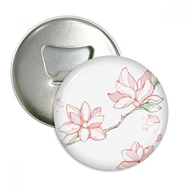 Imagem de Aquarela folhas de pêssego flor abridor de garrafas ímã de geladeira emblema multifuncional