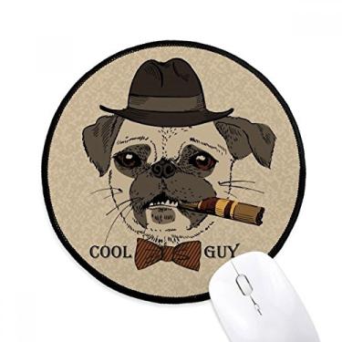 Imagem de DIYthinker Tapete de mouse de cachorro e cigarro estilo britânico para escritório tapete redondo para computador