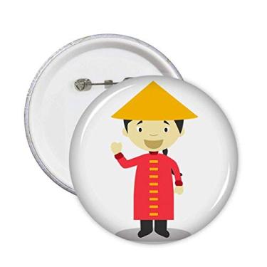 Imagem de Vestido longo vermelho China Alfinetes de desenho animado botão emblema decoração acessório 5 peças