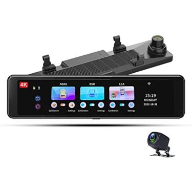 Imagem de XRC TECH Espelho Retrovisor Dash Cam para carros Dual Cam 4K + 1080P Gravação carro caixa preta com WIFI BSD ADAS visão noturna 12 polegadas tela sensível ao toque GPS logger