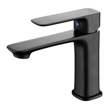 Imagem de LIDON Torneira preta do banheiro furo do inggle torneira do banheiro torneira do banheiro preto torneira do lavatório torneiras da pia do banheiro torneira alta para pia, cromo (cor: preto)