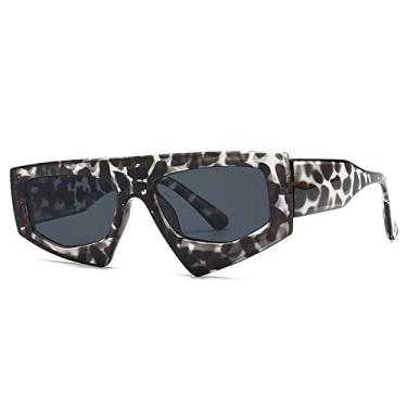 Imagem de Óculos de sol vintage irregulares de uma peça com estampa de leopardo para mulheres Óculos de sol de armação oblíqua Óculos de sol masculinos Hip Hop, dai mao cinza, tamanho único