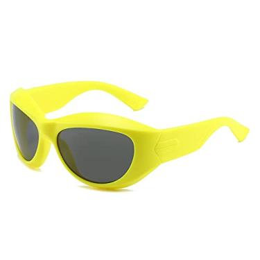 Imagem de Óculos de sol para mulheres Óculos de sol com perna de gato e óculos de sol masculino Cool Punk Hip Hop Óculos de sol femininos, amarelo cinza, tamanho único