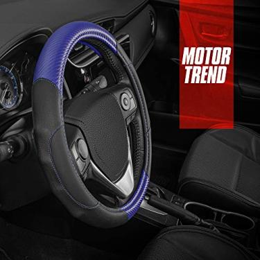 Imagem de Motor Trend Capa de volante de fibra de carbono GripDrive, antiderrapante, esportiva, de couro sintético, ergonômica, confortável, capa de volante para carros, caminhões, Vans SUV - Serve para padrão