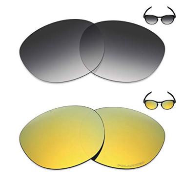 Imagem de Mryok+ 2 pares de lentes polarizadas de substituição para óculos de sol Oakley Latch – Cinza dégradé Tint/Ouro 24K