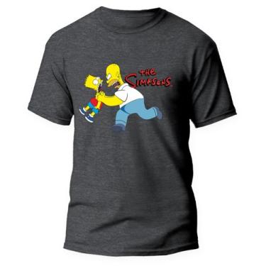 Imagem de Camiseta Masculina Algodão Malha Fria Simpsons Homer Bart B005 - Camis