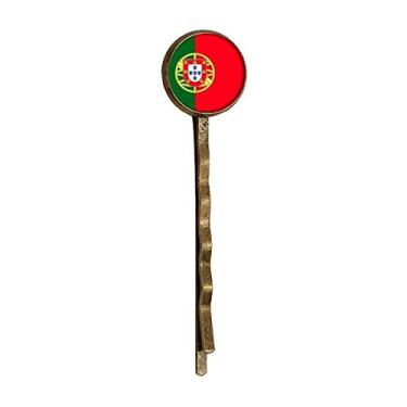 Imagem de Bandana de Portugal com bandeira nacional europeia retrô de metal para cabelo Bobby Pin