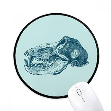 Imagem de Mousepads antiderrapantes redondos com estampa de animal e caveira de animal com bordas costuradas pretas para presente de escritório