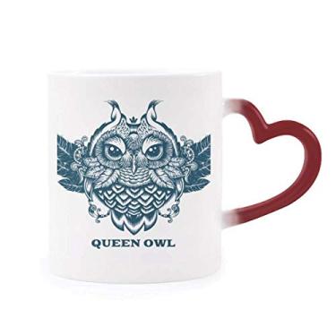 Imagem de Caneca Rainha Coruja Floresta Sensível ao Calor Caneca de Grés Mudança de Cor Vermelha