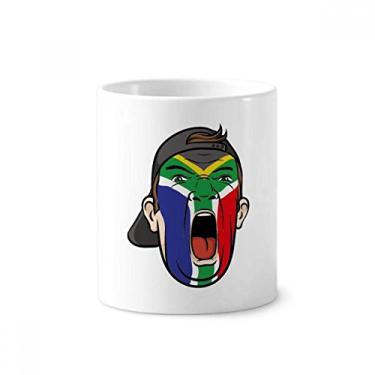 Imagem de Bandeira da África do Sul para maquiagem facial, escova de dentes, suporte para caneta, copo de cerâmica