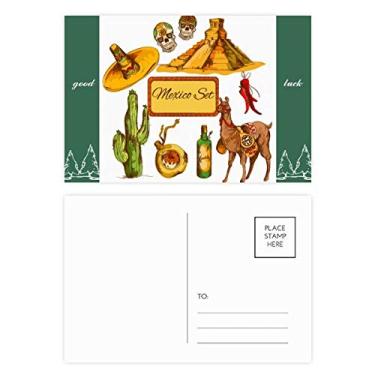 Imagem de Sombrero Mexicano Pirâmide do deserto Cactus Mexicano Boa sorte Conjunto de cartões postais Lado de correio 20 peças