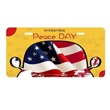 Imagem de DIYthinker Placa de licença com estrelas e listras da bandeira dos Estados Unidos para decoração de carro, dia da paz
