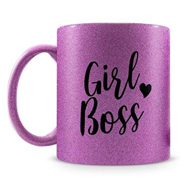 Imagem de Caneca com Glitter Roxo Girl Boss