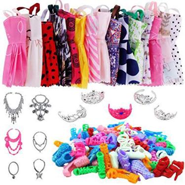 Imagem de Conjunto de 35 peças de roupas de boneca para bonecas Barbie, roupas de saias casuais modernas, acessórios de roupas de bonecas Barbie, sapatos de bijuteria de roupas, inclui 12 saias
