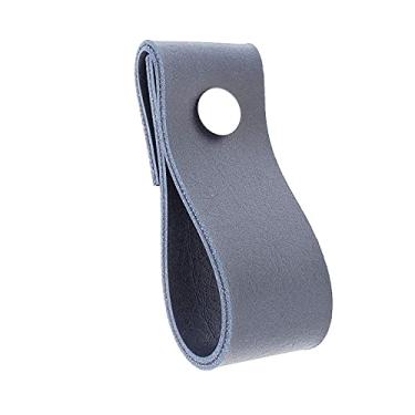 Imagem de Puxador Dobi Parafuso - Textura de Couro Azul Marinho - Parafuso Branco