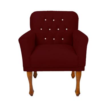 Imagem de Cadeira Poltrona Estofada Com Botões de Strass Para Clínica Anitta Suede Vermelho Bordo LM DECOR