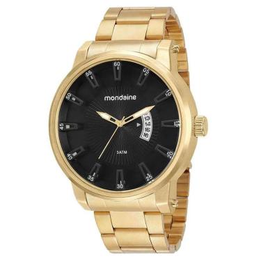 Imagem de Relógio MONDAINE masculino dourado preto 76554GPMVDE7