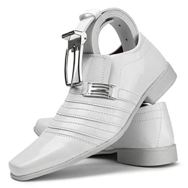Imagem de Sapato social branco SB masculino + cinto branco social (43, Branco)