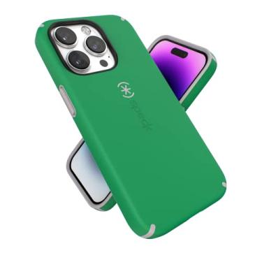 Imagem de Speck Capa CandyShell Pro para iPhone 14 Pro, modelo de 6,1 polegadas, policarbonato, proteção resistente, verde renovado/cinza