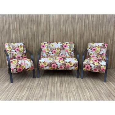 Imagem de Conjunto Poltronas Braço Madeira Floral 66 México