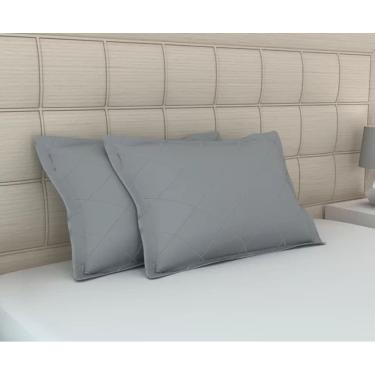 Imagem de Kit de Fronhas Matelassê Zono Enxovais 2 peças em Malha 100% Algodão Cinza Pedra