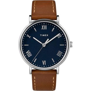 Imagem de Relógio de couro masculino com cinta Timex - Resistente à água