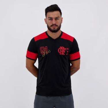 Imagem de Braziline Nova Zico Retro, Camiseta Masculino, Preto+Vermelho, G