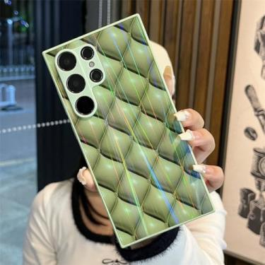 Imagem de Aurora Plating Acrílico Case para Samsung Galaxy S23 Ultra S22 S21 Plus S20 FE A52 A12 A72 A54 A32 A71 A51 A13 A50 Capa colorida, verde, para Samsung S22Ultra