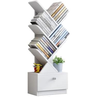 Imagem de Prateleira de árvore, estante em formato de árvore, estante em pé com gaveta, suporte de chão multifuncional simples e moderno para sala de estar, quarto, branco, 6 andares 421Sensacional