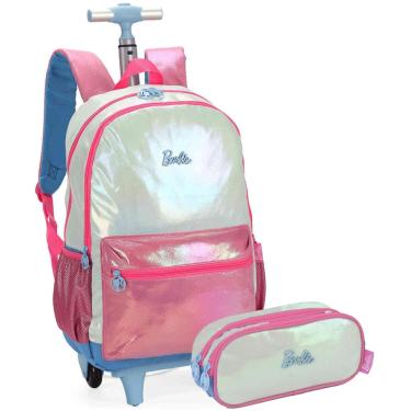 Imagem de Mochila de Rodinhas e Estojo Barbie Holográfico com Glitter