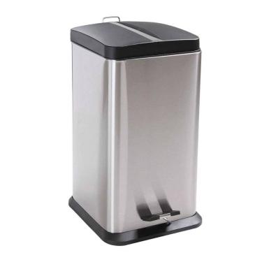 Imagem de Lixeira Inox Pedal Quadrada Mor Jaspe 20L Balde Removivel