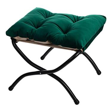 Imagem de HollyHOME Banco de apoio para os pés dobrável de 38 cm (A), pequeno otomano dobrável estofado, banquinho acolchoado para cadeira preguiçosa, descanso de pé portátil com moldura de metal para casa